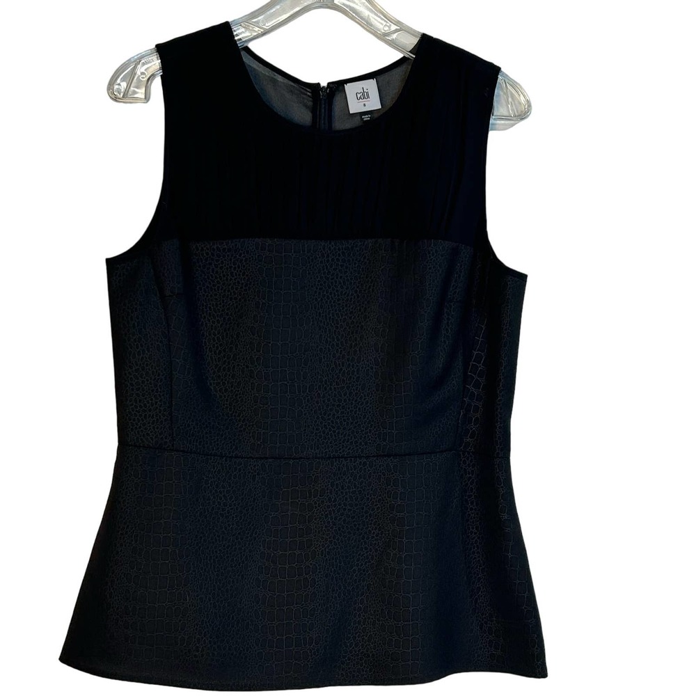 Cabi Blouse 3080 Black Snakeskin Print Bustier Peplum Size 8